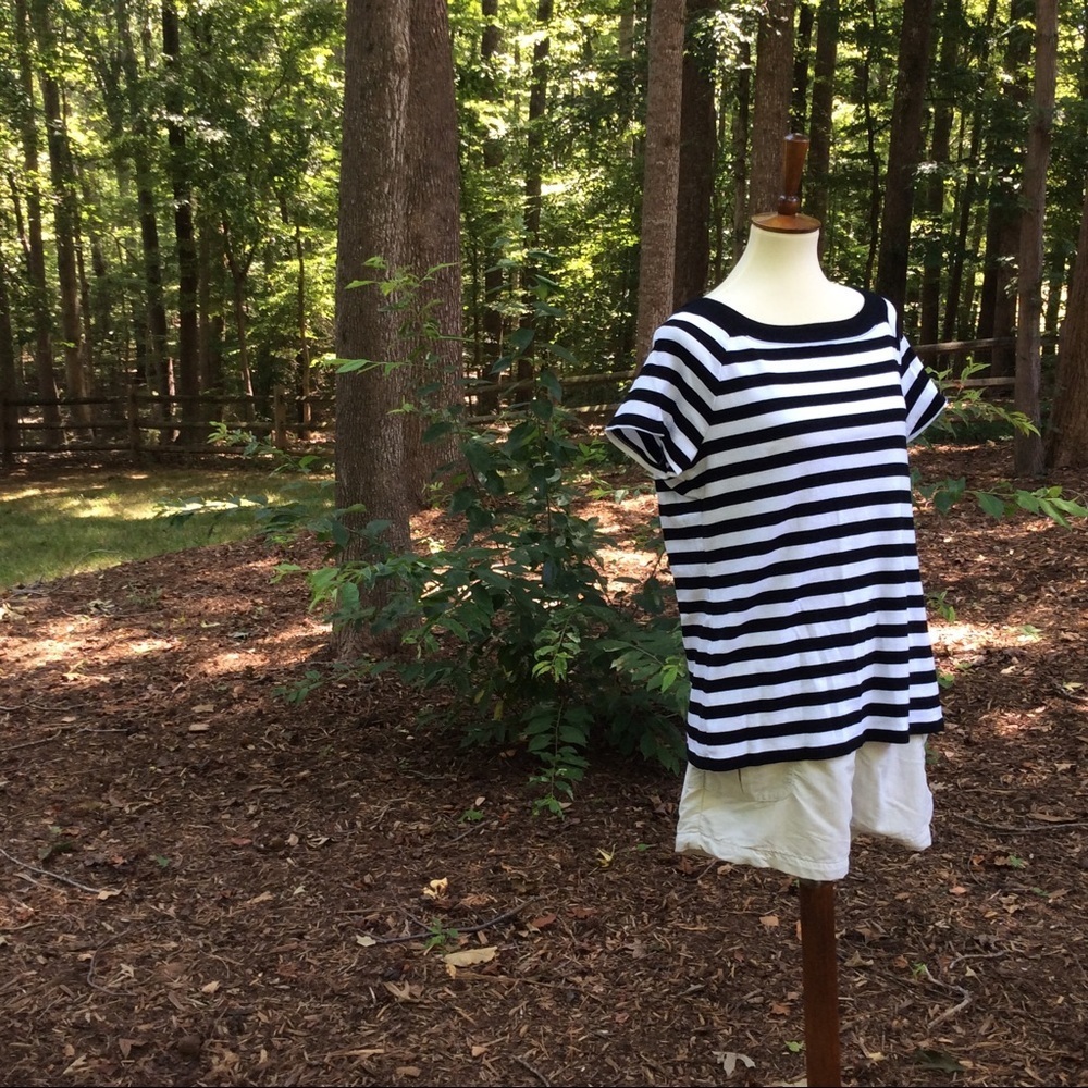 Boatneck Black & White Striped T-shirt